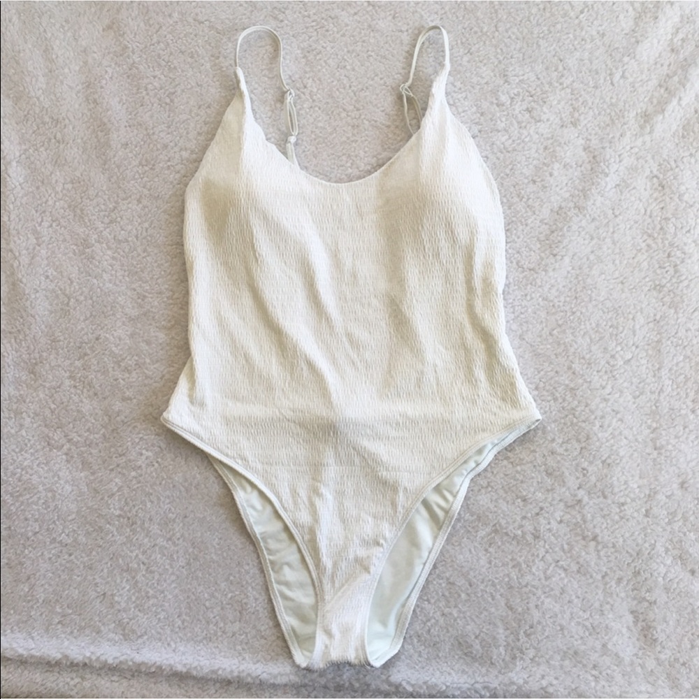 AEO Aerie White Smocked Swimsuit - Picture 5 of 8